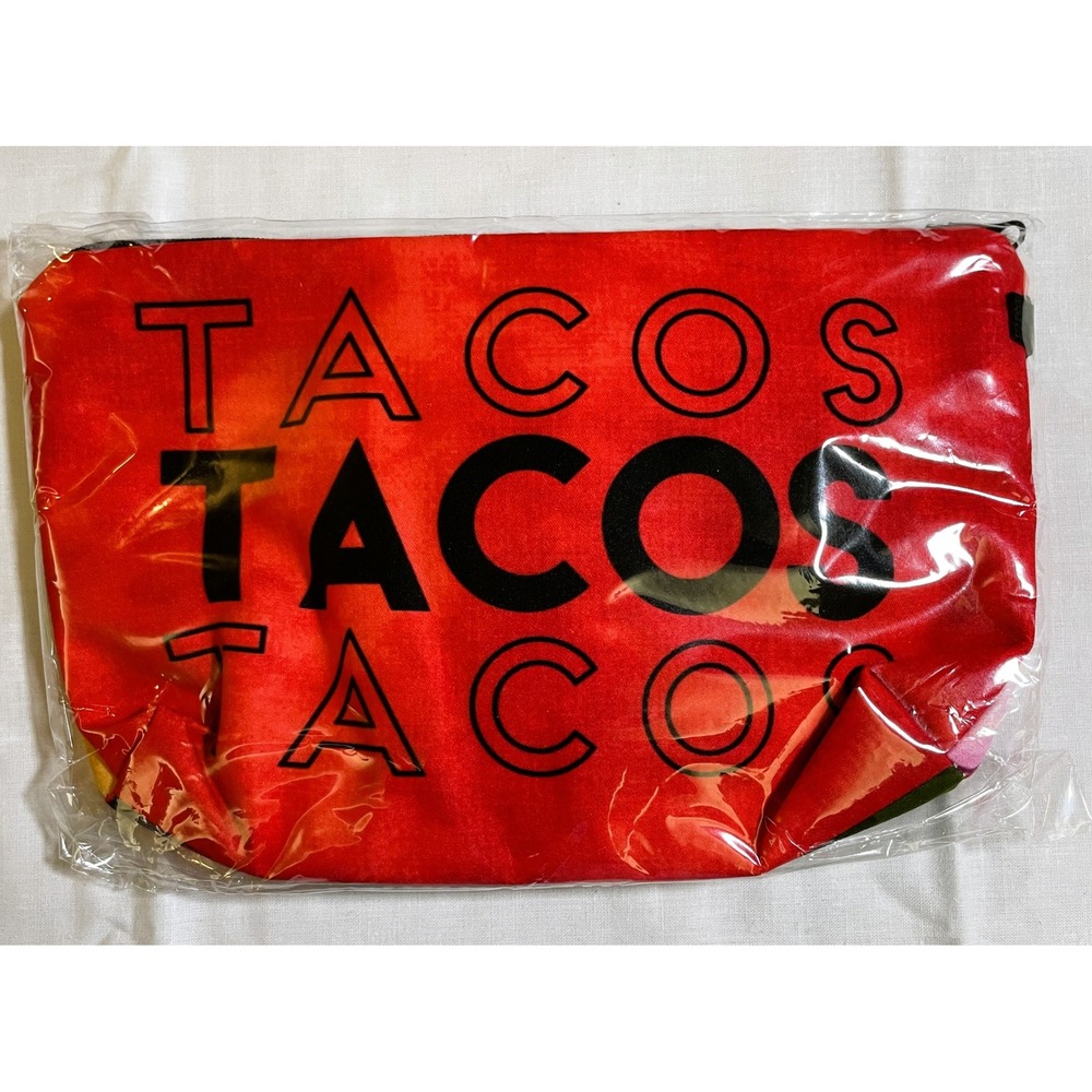 The Pouch Tacos Makeup Bag Unisex OS Red New Guacamole Food Print Zipper Pouch - Picture 2 of 3
